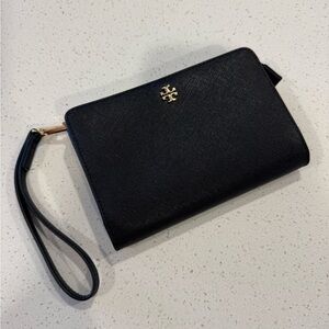 Tory Burch Black Wristlet with Gold Accent